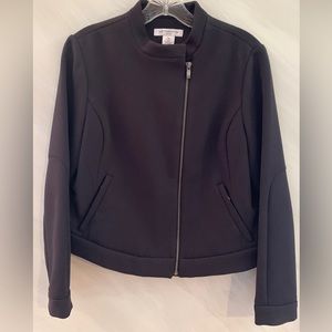 Liz Claiborne PM Navy Blue Offset Zipper Blazer